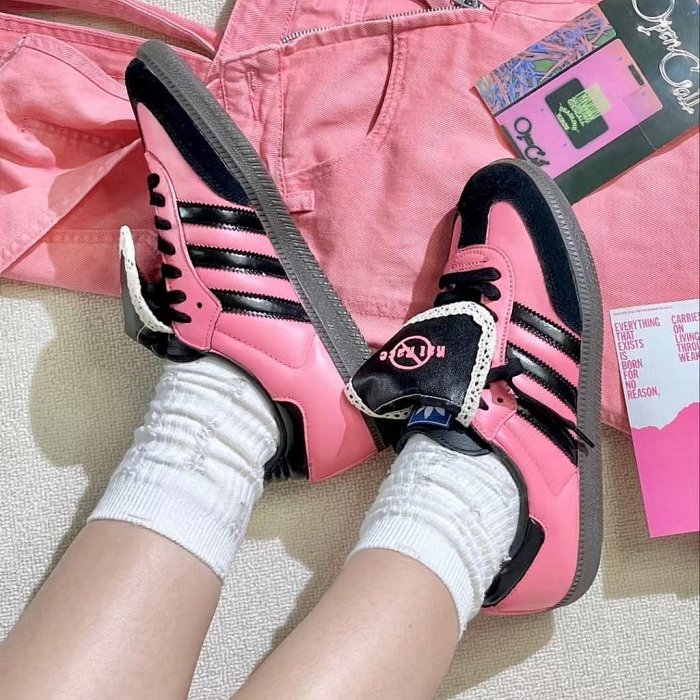 【明朝運動館】正品Adidas Originals Samba OG 黑粉 芭比粉 甜酷辣妹 蕾絲鞋舌 B75807耐吉 愛迪達