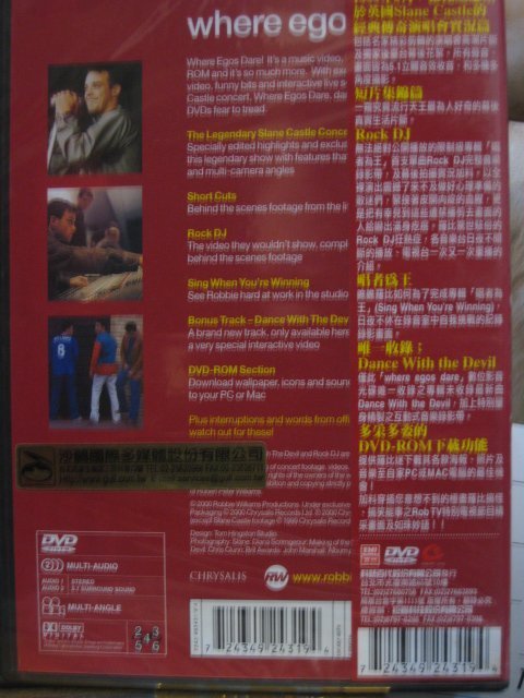 正版全新DVD~羅比威廉斯／ROBBIE WILLIAMS 都柏林斯連城堡演唱會／WHERE EGOS DARES