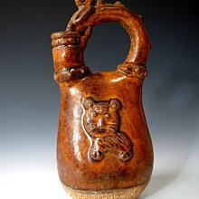 【 金王記拍寶網 】(常5) H639 中國古瓷 褐釉虎紋提奶壺 一件 罕見稀少