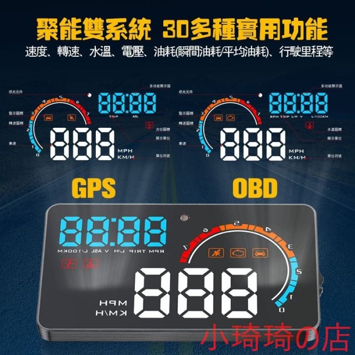 新版抬頭顯示器D2500 HUD雙系統 所有車可用 OBD2顯示器 擋風玻璃反射顯示 HRV 納智捷 凌志 小琦琦の店