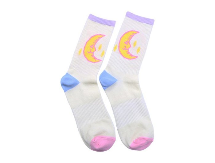 ＳＥＹＥＳ   韓國製- 糖果色neon moon月亮條紋短襪