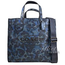 【茱麗葉精品】全新商品 COACH 專櫃商品 C5308 經典LOGO迷彩印花兩用大托特包.深藍 現貨