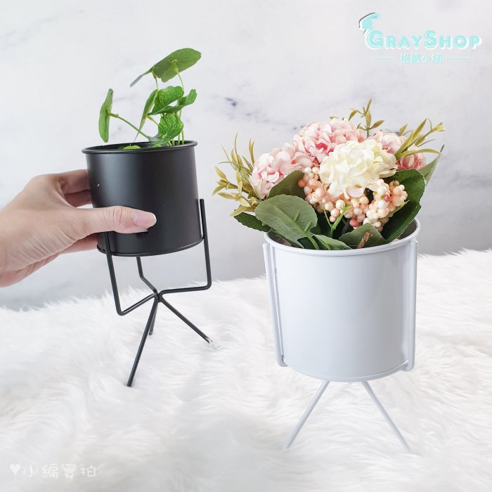 北歐風 簡易幾何鐵藝花器 黑白《GrayShop》鐵製花架 攝影道具 拍照道具 居家擺飾 裝飾 鐵製花瓶 《格蕾小舖》