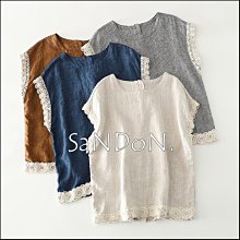 SaNDoN x『自留涼爽單品』純麻料拼接蕾絲短衫襯衫上衣 230508
