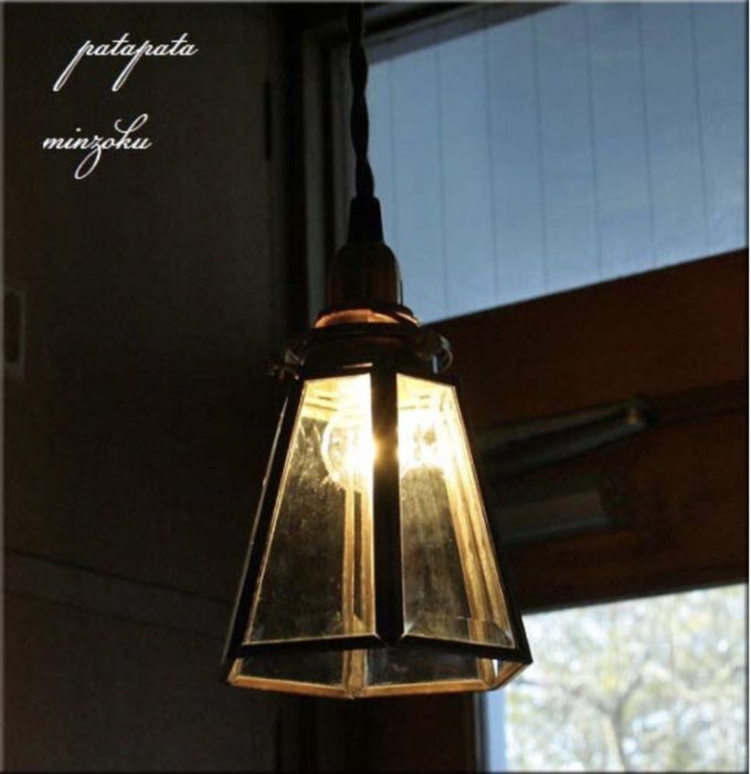 法國六邊型銅框切割玻璃吊燈