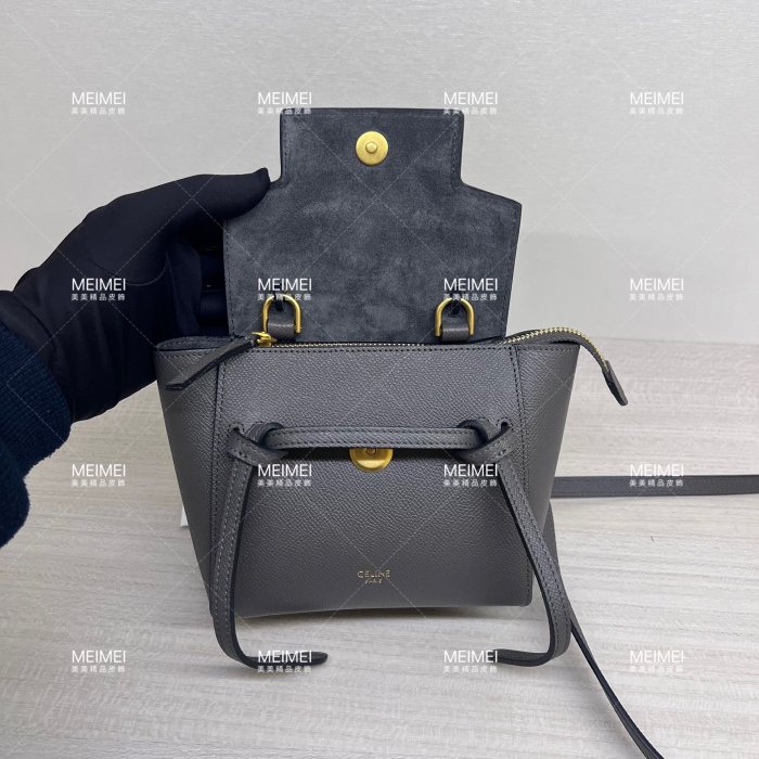 30年老店 預購 CELINE PICO Belt bag 194263 鯰魚包 手提包 灰色 迷你款