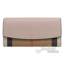 【茱麗葉精品】全新精品 BURBERRY 專櫃商品 8027891 PORTER 牛皮格紋棉麻釦式長夾.柔粉 預購無現貨