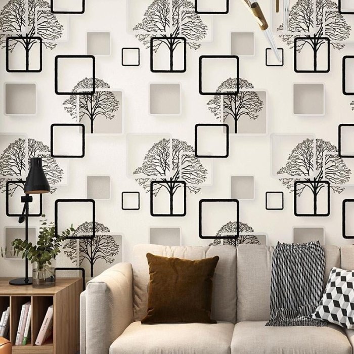 【品質保證】現代簡約格子幾何圖形圖案灰色系電視背景墻紙客廳沙發防水壁紙