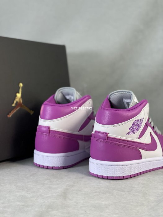 Nike Air Jordan 1 Mid Magenta  灰紫 高幫  跑步鞋 男女鞋 BQ6472-501