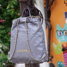 Chanel AS3313 Chanel 22 後背包 灰金 現貨