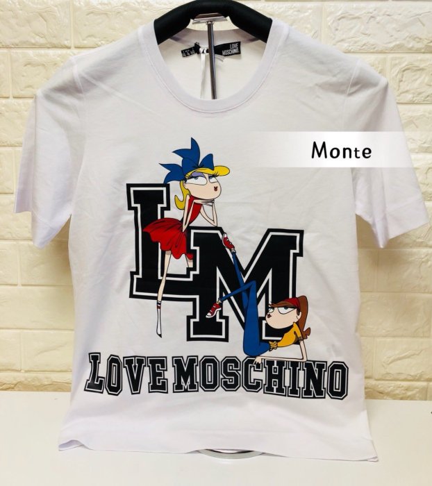 LOVE MOSCHINO 時尚女孩 短T 粉色&白色 蒙特歐洲精品