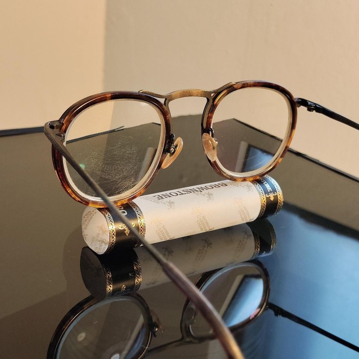 日本製 Men's club 玳瑁 紋 細框 眼鏡 鏡架 鏡框 Japan glasses frame tortoise 金屬 外包框