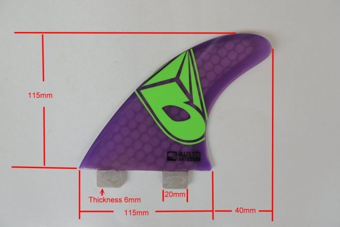 Airush 衝浪板尾鰭 適用FCS 系統 1組3片 附key 蜂巢結構 尾舵 鰭片 魚鰭