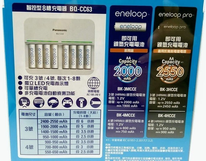 加贈電池盒Panasonic eneloop BQ-CC63 智控型8槽充電器・ 充電器( 3號4