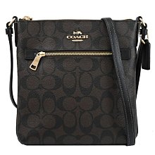 【茱麗葉精品】全新商品 COACH 專櫃商品 CF340 馬車LOGO印花皮革斜背包.深咖/黑 現貨