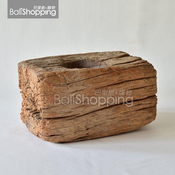 【Bali Shopping巴里島購物】峇里島天然風化老柚木臼45x29x28cm實木藝術擺飾陳列佈置花器