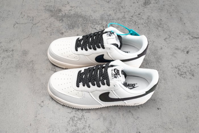 Nike AIR FORCE 1 空軍一號 鞋帶反光 黑白 休閒運動板鞋 男女鞋315122-104