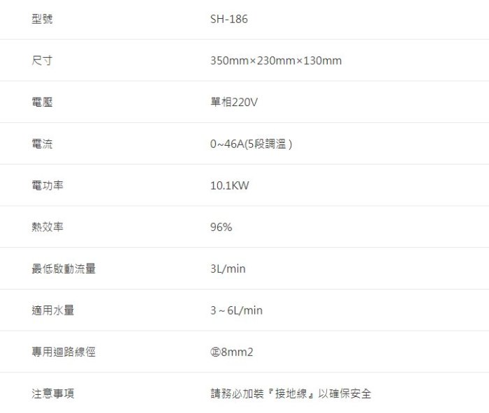 [含標準安裝]櫻花 SH-186 五段調溫 瞬熱式 電熱水器 全新 適合坪數小套房或廚房