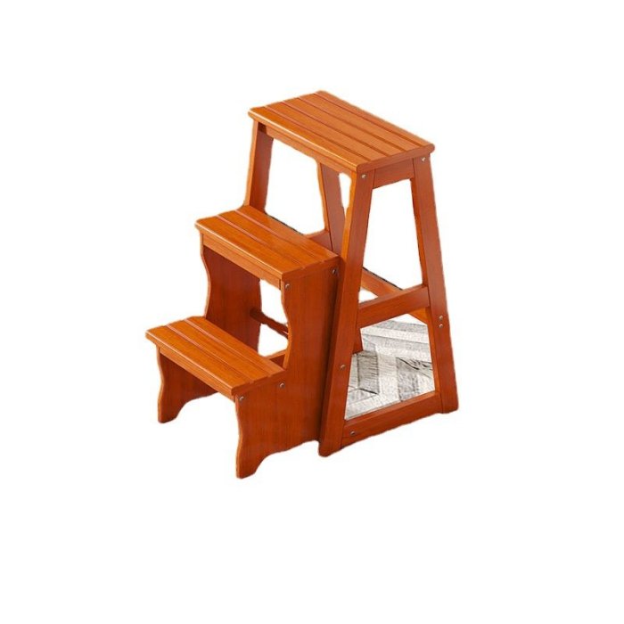 實木梯子家用梯凳二三步折疊客廳室內多功能登高凳樓梯椅加厚加高