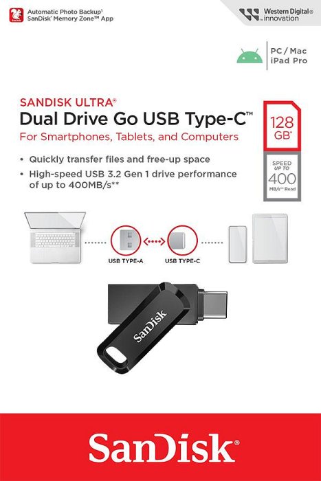 SanDisk 128GB 128G Ultra GO TYPE-C【SDDDC3-128G】400MB for iphone 15 USB 3.2 雙用碟