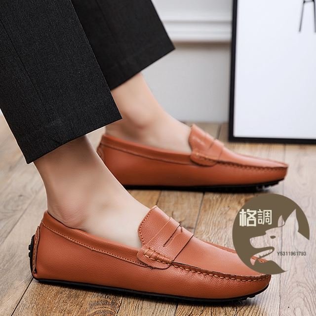 格調…Flash Sale 男士真皮鞋大碼 38-49 男士 Penny Loafers 透氣 Moccasin 鞋子在休閒皮