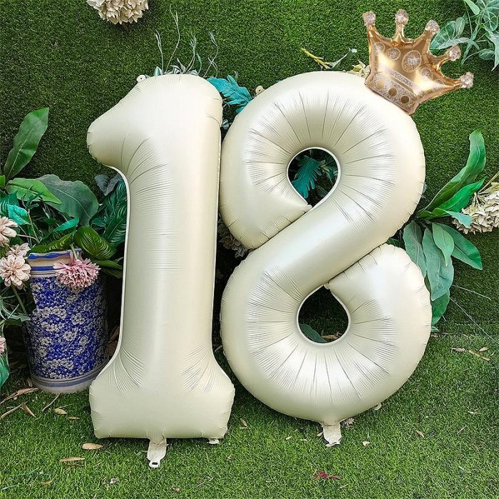 2 件裝 40 英寸奶油數字箔氣球帶皇冠兒童男孩女孩 1 歲生日派對裝飾玫瑰金數字球滿299起發