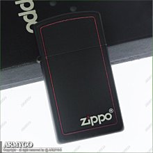 【ARMYGO】ZIPPO原廠打火機-黑色烤漆紅邊 (窄版) No.1618 ZB