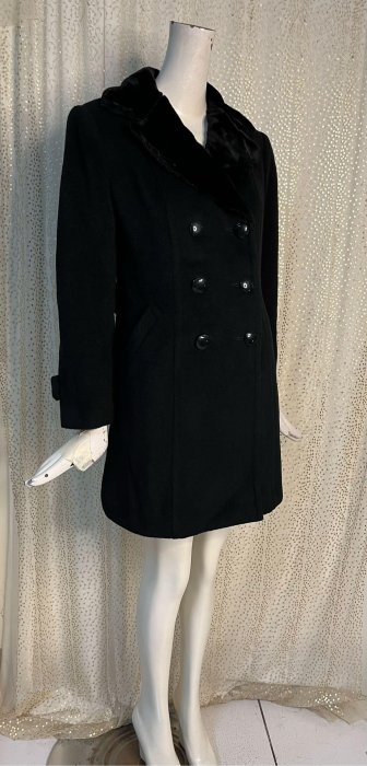 Y614 歐德名店O'GIRL 黑色羊毛混紡 氣質大衣外套 11號