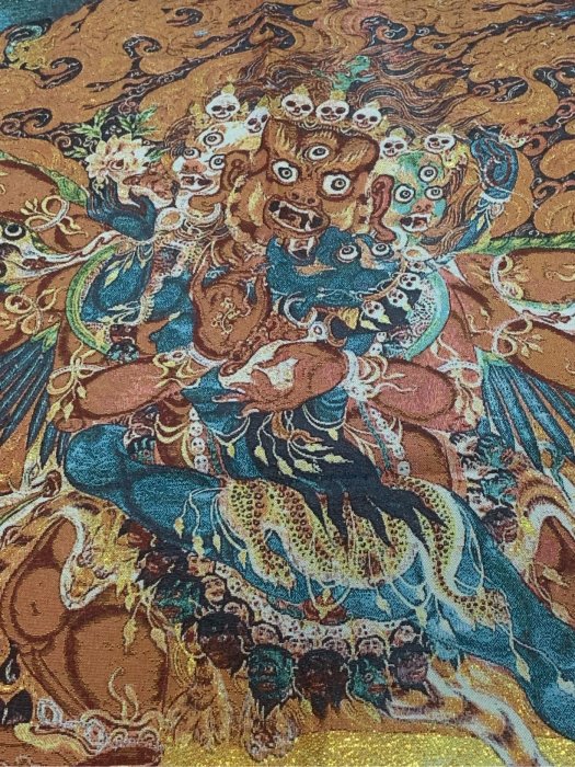 7151西藏傳老唐卡針織繡佛像非新品 普巴金剛 老唐卡針織普巴金剛