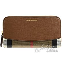 【茱麗葉精品】全新精品 BURBERRY 專櫃商品 3975338 ELMORE 經典格紋拼接拉鍊長夾.咖邊 預購無現貨