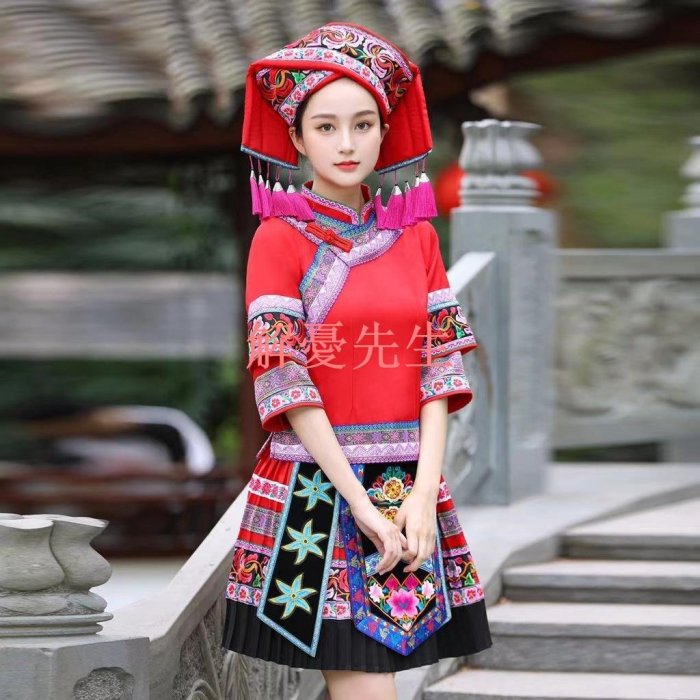 【解憂先生】新款廣西壯族成人套裝少數民族表演服飾女苗族瑤族表演服裝