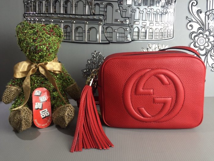 《真愛名牌精品》GUCCI 308364 紅色 牛皮 Soho Disco 斜背小包 *全新*代購