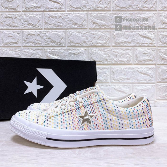 【豬豬老闆】CONVERSE ONE STAR NEON WEAVE 米白彩色 編織 星星 休閒鞋 男女 164607C