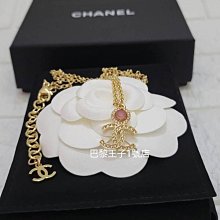 【巴黎王子1號店】《CHANEL》香奈兒 ABB685 金色 粉紅寶石 雙C LOGO 水鑽 項鍊~預購