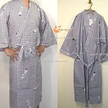 [橘子兔的精品衣物店] 可當情侶裝日文方格幾何圖案舒棉和服睡袍.浴袍(SPA.泡湯