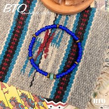 BTO【handmade works】職人手作系列 B46 民族風印地安 松石黃銅白芯藍貿易珠手環