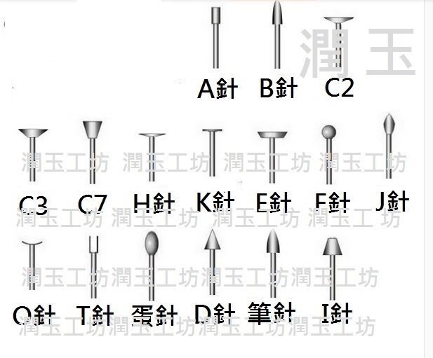 A針/1mm/2mm//3mm 2.35柄 雕刻針/磨針/磨棒/金剛石針/鑽石磨頭/打孔針/玉雕工具