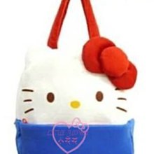 ♥小花花日本精品♥HelloKitty美樂蒂絨毛大臉蝴蝶結造型手提袋書包外出包~3