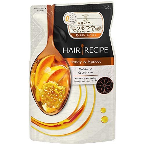 日本【洗髮精補充包 330ml】Hair Recipe 蜂蜜杏子柔順亮澤洗髮露 頭髮食譜 無矽靈 天然❤JP Plus+