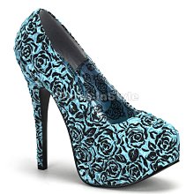 Shoes InStyle《五吋》美國品牌 BORDELLO 原廠正品立體玫瑰花緞面厚底高跟包鞋 出清『粉藍色』