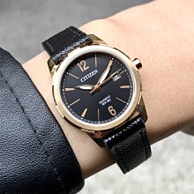 現貨 可自取 CITIZEN EU6078-09E 星辰錶 28mm 金色錶圈 日期顯示 黑面盤 黑皮錶帶 女錶