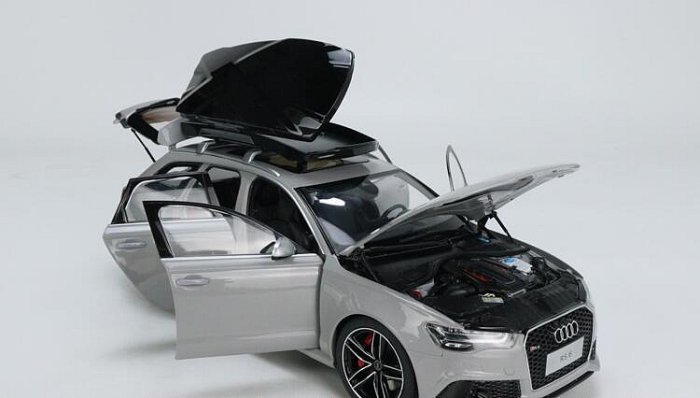 Well 威爾 1 18 奧迪瓦罐旅行車模型配行李箱 Audi RS6 C7 納多灰