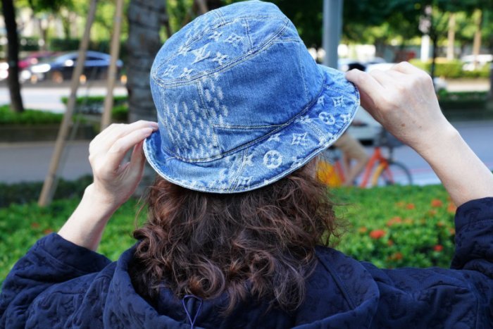 LOUIS VUITTON Monogram Denim Jacquard Bob Bucket Hat M Blue