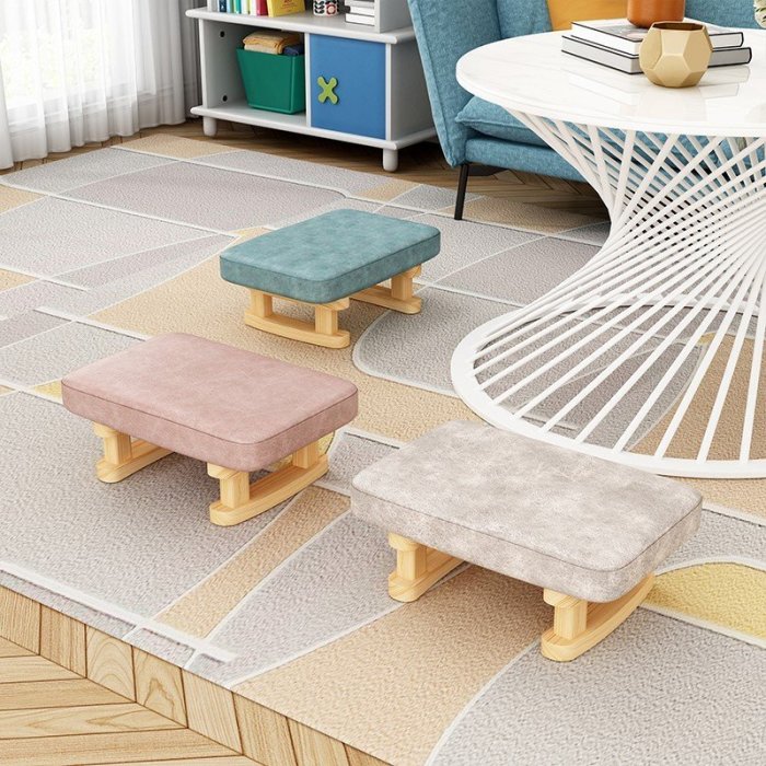 熱銷 矮凳家用客廳創意小凳子科技布實木沙發凳茶幾凳可拆洗板凳換鞋凳