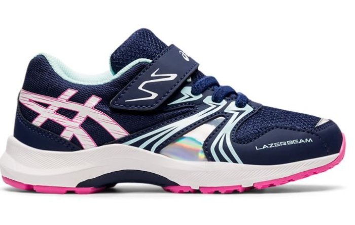 【登瑞體育】ASICS 兒童運動鞋 深藍x水藍/跑步/魔鬼氈/方便穿脫/休閒/舒適_1154A109403-鞋6折