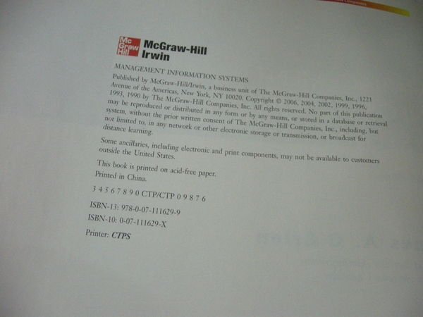 《Management Information Systems》ISBN:007111629X│McGraw-Hill│精平裝： 平裝本