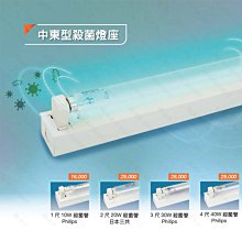 【燈王的店】舞光 中東型殺菌燈座+T8殺菌燈管 1尺  (易碎品限自取) UV-11441