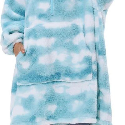 Light Blue Tie-Dye Blanket Hoodie