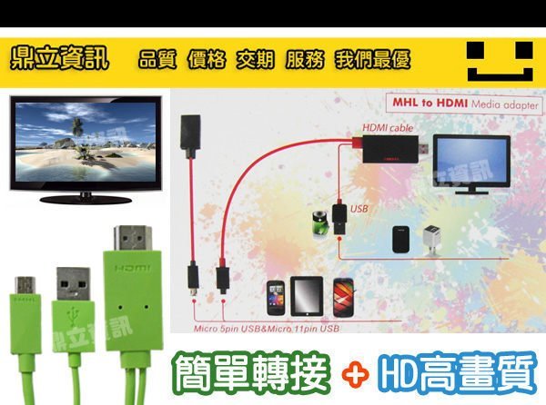 【手機電視線】 MHL線 Micro USB MHL轉HDMI 5Pin/11Pin 通用款  現貨黑色