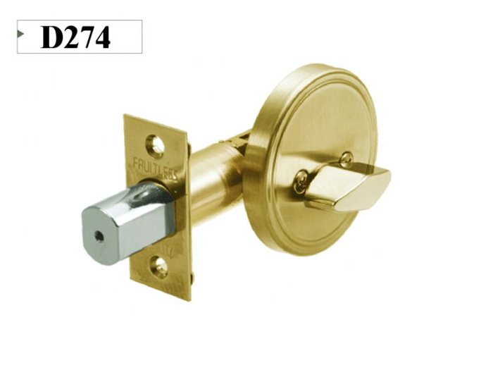 加安牌 單向輔助鎖 60mm單一旋轉鈕 D274 單向鎖組 金色 青銅 粉體塗裝 FAULTLESS 房間鎖 房門